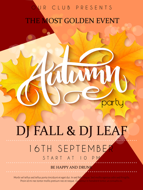 Autumn party flyer template vectors 05  