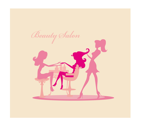 Woman with Beauty Salon vector 02  