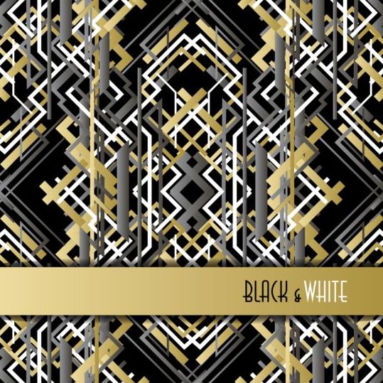 Schwarz-Weiß Retro-Luxus-Hintergrund Vektor 01  