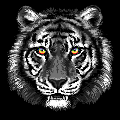 Black tiger head vector  