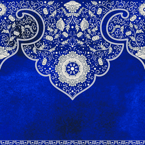 Blue decorative ornaments russian style vector 05  