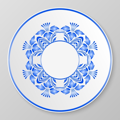 Blue floral ornament with Plates vector  