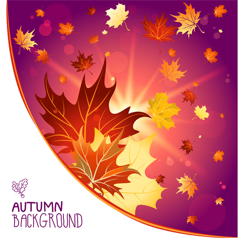 Bright autumn leaf backgrounds vector set 06  