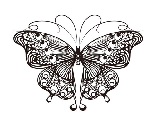 Butterfly outline vector material  