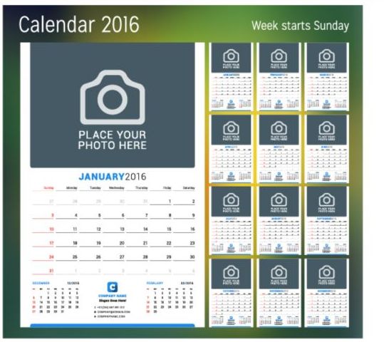 Kalender 2017 mit Foto-Vektordesign 05  