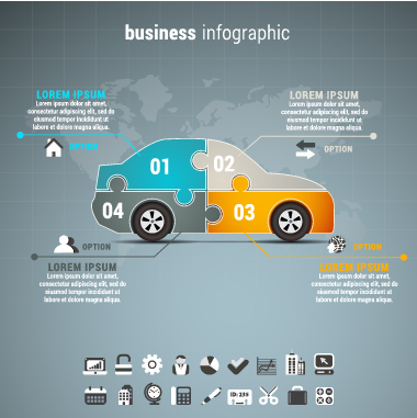 Car business infographic vector material  