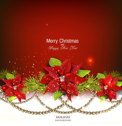 Weihnachtsroter Hintergrund mit glänzendem Schmuckvektor 03  