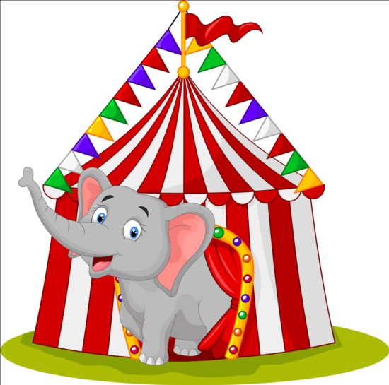 Zirkus mit Elefantenvektor  