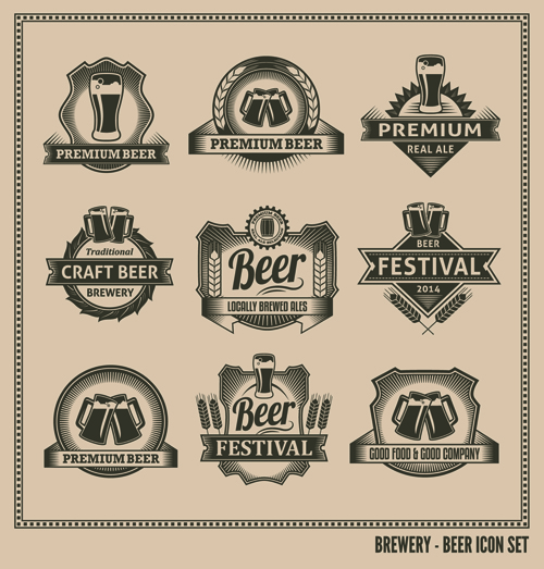 Classical beer labels creative vector 02  