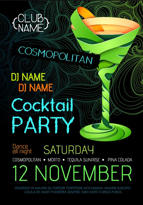 Cocktail party flyer vector template 28  