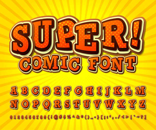 Comic styles fonts design set 05  