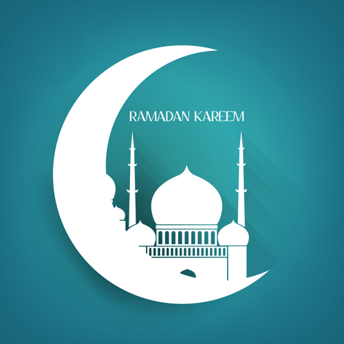 Creative Islamic mosque vector background material 02  