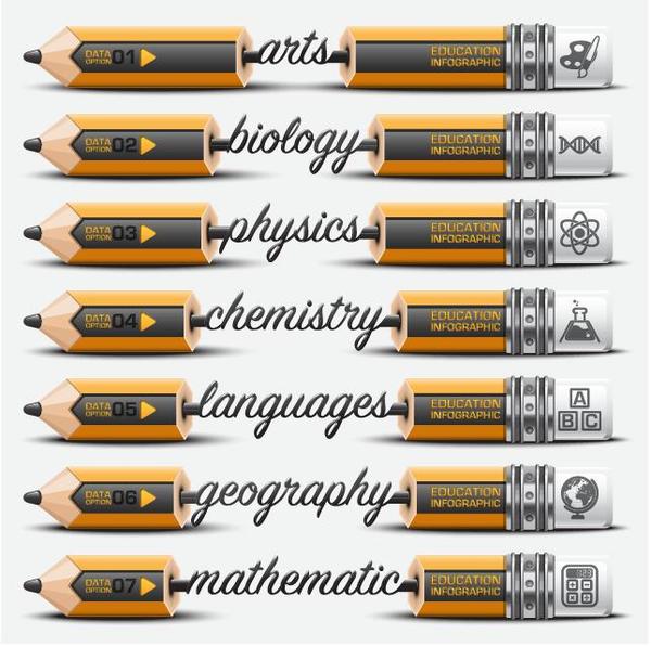 Modèle de vecteur infographie créatif crayon  