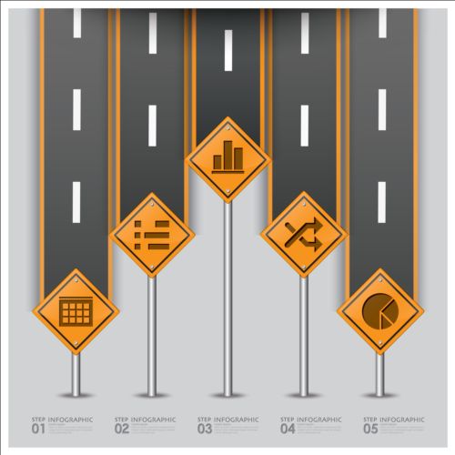 Creative road marking Infographics vector graphics 06  