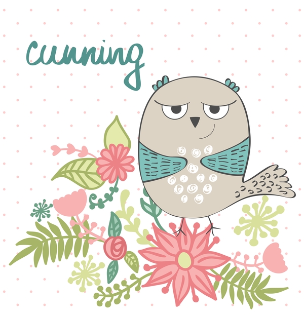 Cute cartoon owls vector material 12  