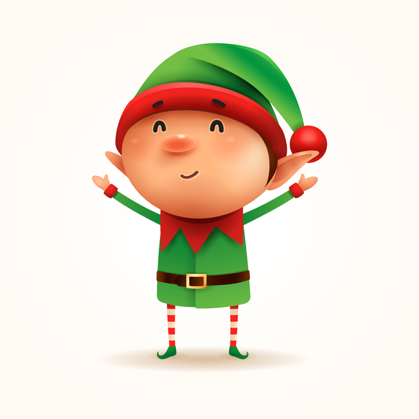 Cute christmas elf illustration vector  