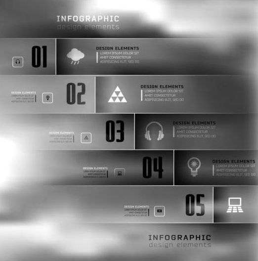 Dark Styles Optionen Infografik Vector 03  