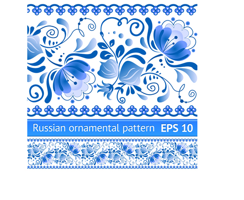 Elegant blue floral pattern background vector 03  