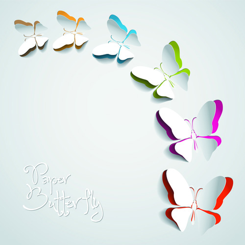 Exquisite paper butterfly vector backgrouns 02  