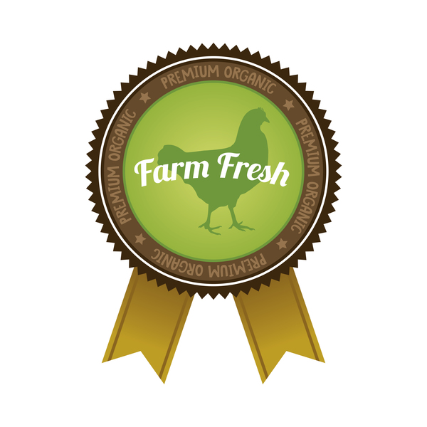Farm organic food badge with ribbon vector 01  