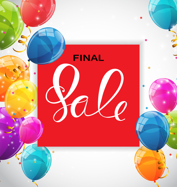 Final sale background with colored balloons vectors 06  
