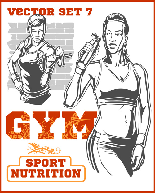 Fitness GYM hand drawn poster vector 06  