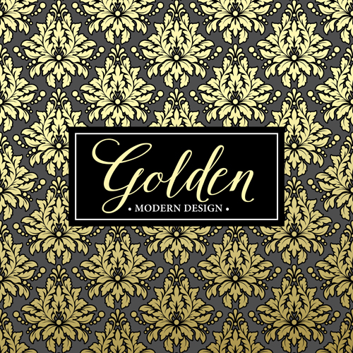 Floral seamless pattern with gold frame vectors 04  