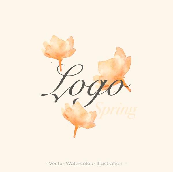 Flower watercolor logo vector 02  