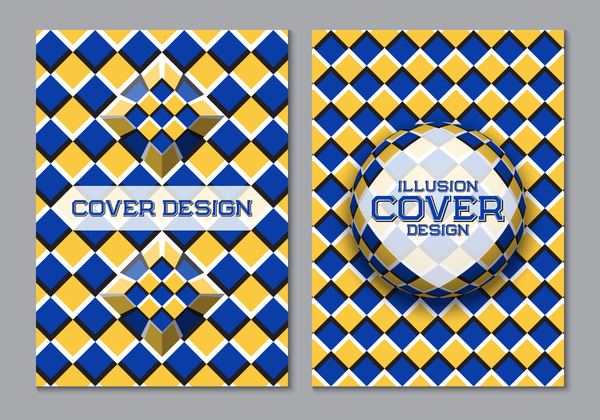 Dépliant et brochure couverture illusion design vector 07  