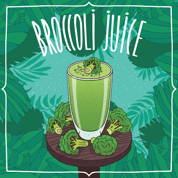 Vecteur de l'affiche de jus de brocoli frais  