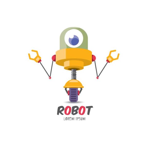 Lustige Roboter Cartoon Vektoren set 03  