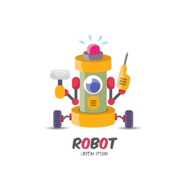 Lustige Roboter Cartoon Vektoren set 13  