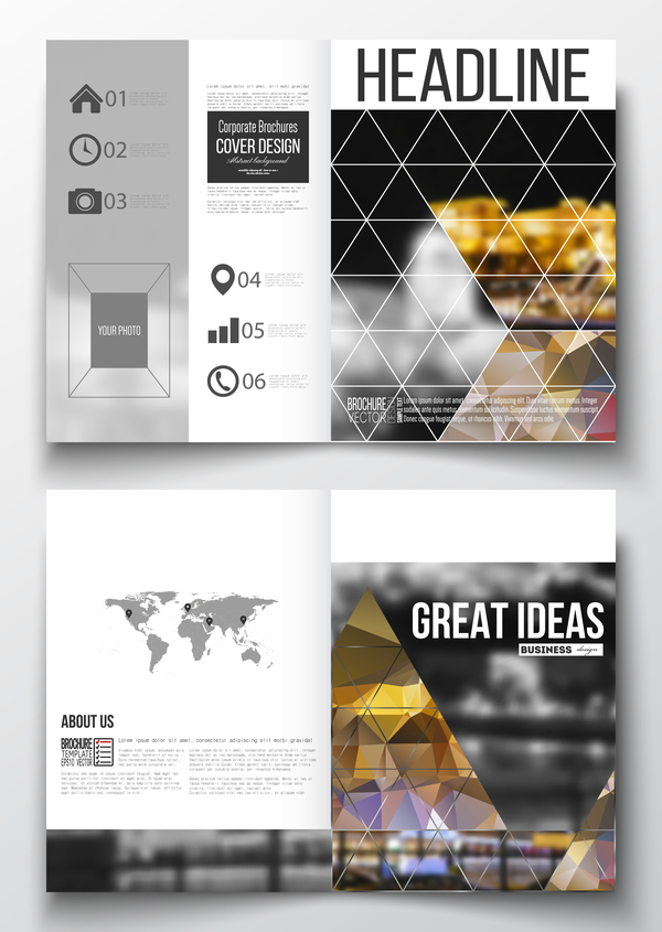Geometric shape cover template magazine with flyer vector 08  