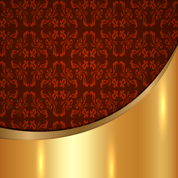 Golded metal background with decor patterns vectors material 27  