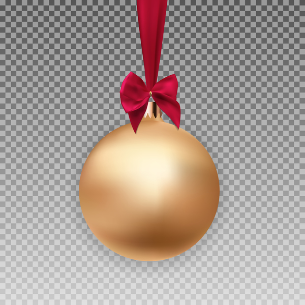 赤い弓のイラストベクトルと黄金のクリスマスボール  