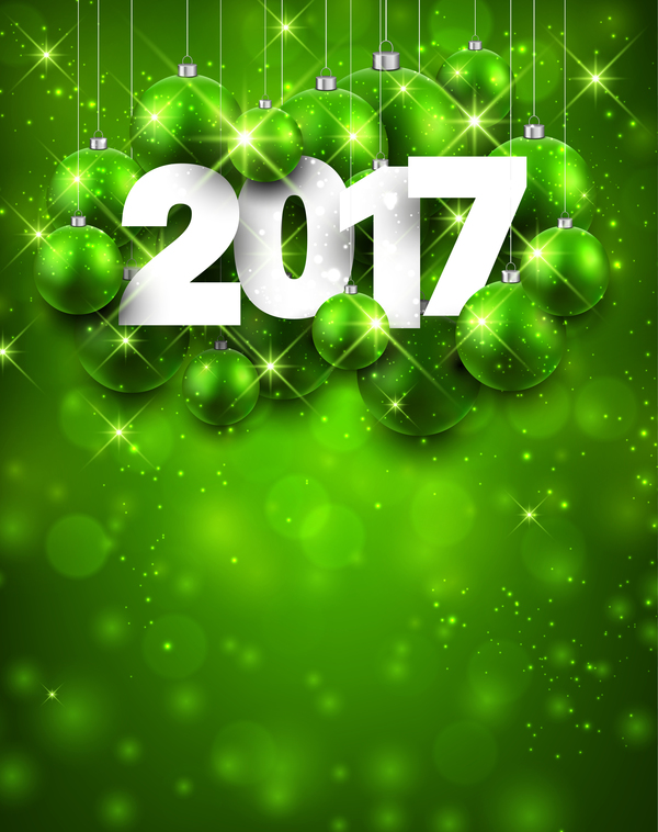 Grünstile 2017 Neujahr glänzender Hintergrundvektor  
