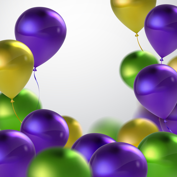緑と紫と金色のバルーン背景ベクトル 02  