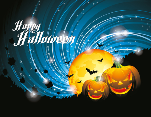 Halloween party background with pumpkin vector 01  