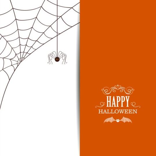 Happy Halloween kort med spindel väv vektor 03  