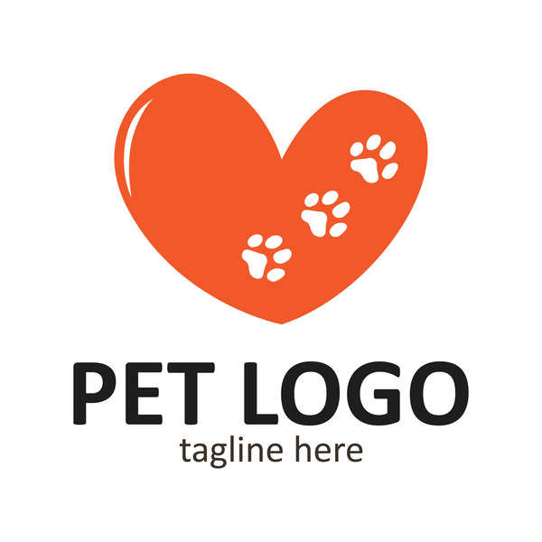 Heart shape with pet logo vector 01  
