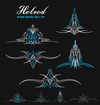 Hotrod pinstripe vector illustration set 07  