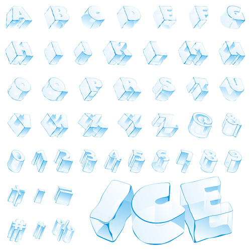 Ice alphabet and number vector material 05  