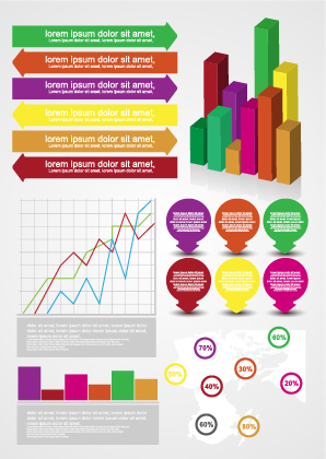 Infographic desing elements with banner vector material 03  