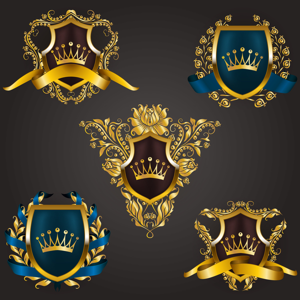 Luxusschildaufkleber mit heraldischem Vektor 15  