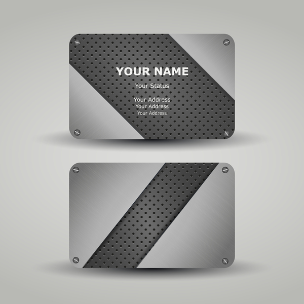 Metal business card template vector 03  