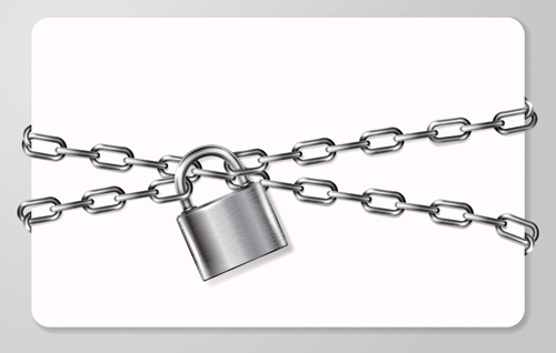 Metal chain and padlock with business card vector  