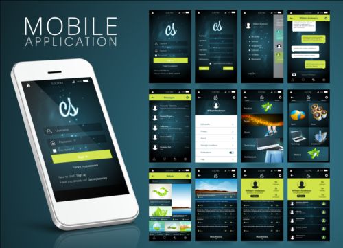 Mobile application theme design vector 01  