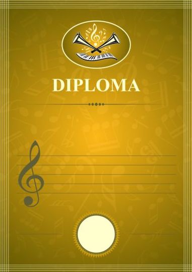 Muzikale diploma template vector 04  