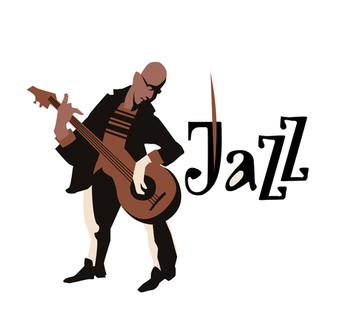 Musicians with jazz music vector material 06  