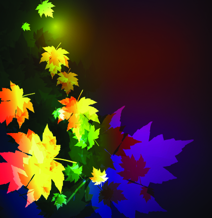 Neon lights with maple leaves design vector 01  